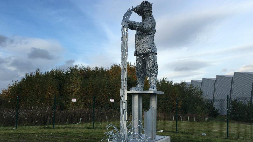 Andy Scott's steel man memorial at Ravenscraig sports centre