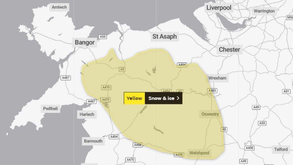 Weather map showing affected part of north Wales