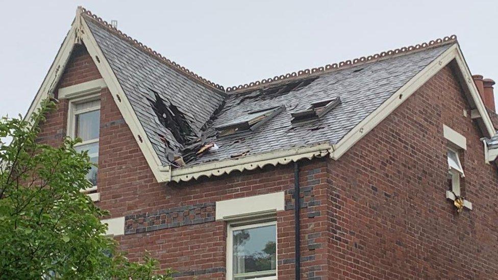 Roof damage cause by lightning