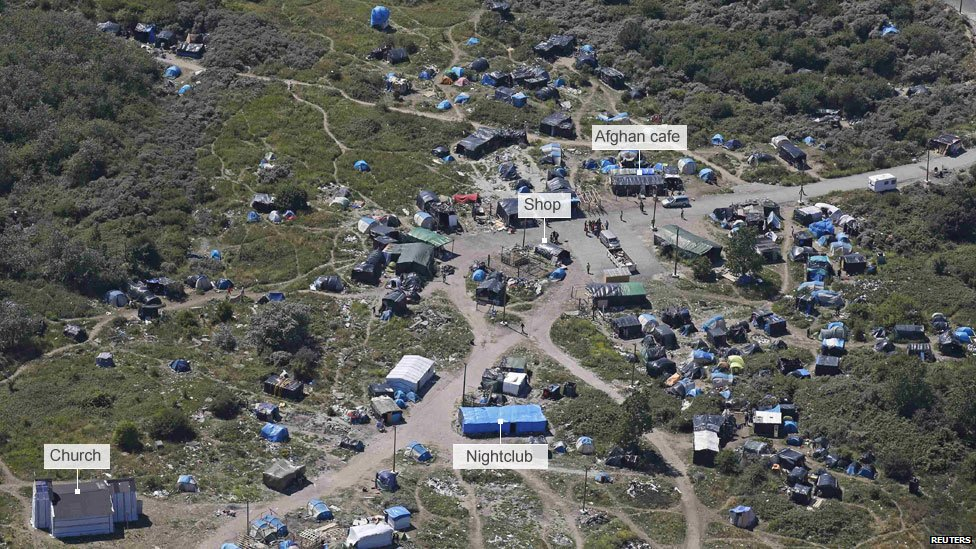 Aerial view of the homes and shops in the camp