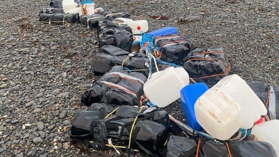 Bags on beach