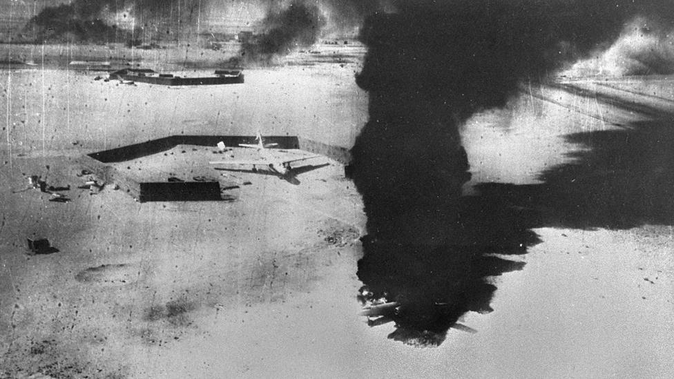 Egyptian aircraft destroyed on airfield (5 June 1967)