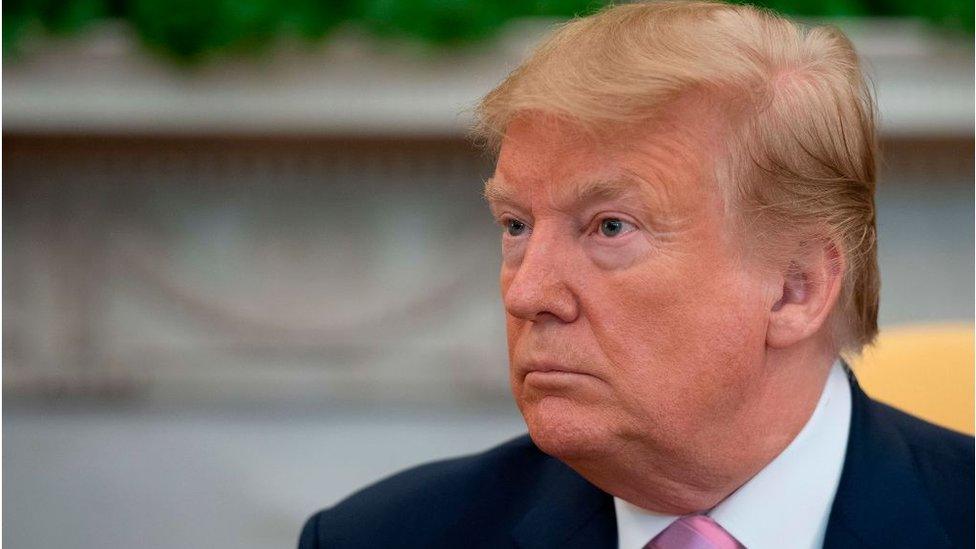 US President Donald Trump speaks during a meeting with Egyptian President Abdel Fattah el-Sisi in the Oval Office at the White House in Washington, DC, on April 9, 2019