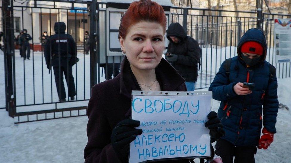 Councillor Antonina Stetsenko in pro-Navalny protest, 18 Jan 21