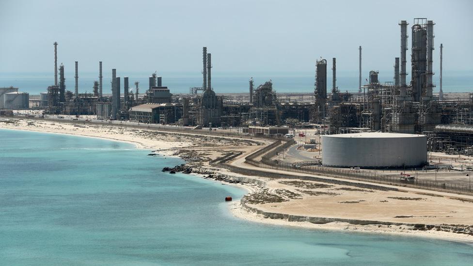 Saudi Aramco's Ras Tanura oil refinery and oil terminal in Saudi Arabia