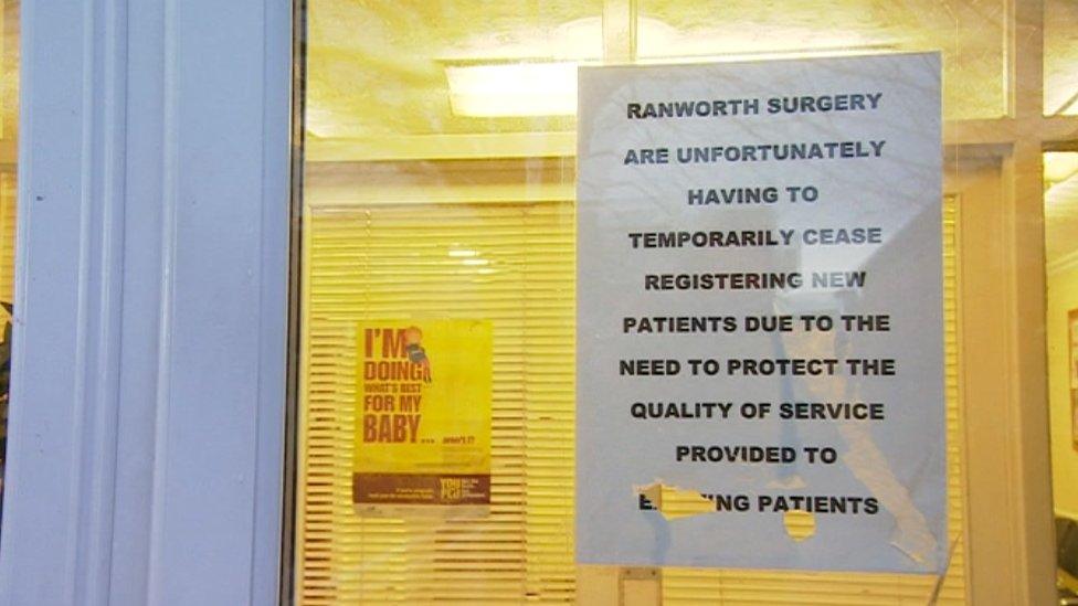 Sign at Ranworth surgery in Clacton