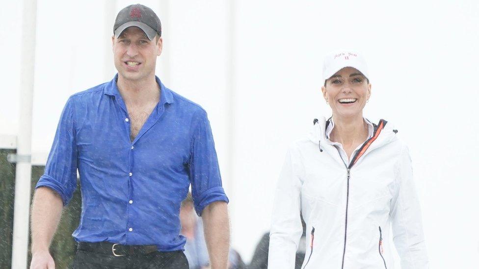 The Duke and Duchess of Cambridge after taking part in the Bahamas Platinum Jubilee Sailing Regatta