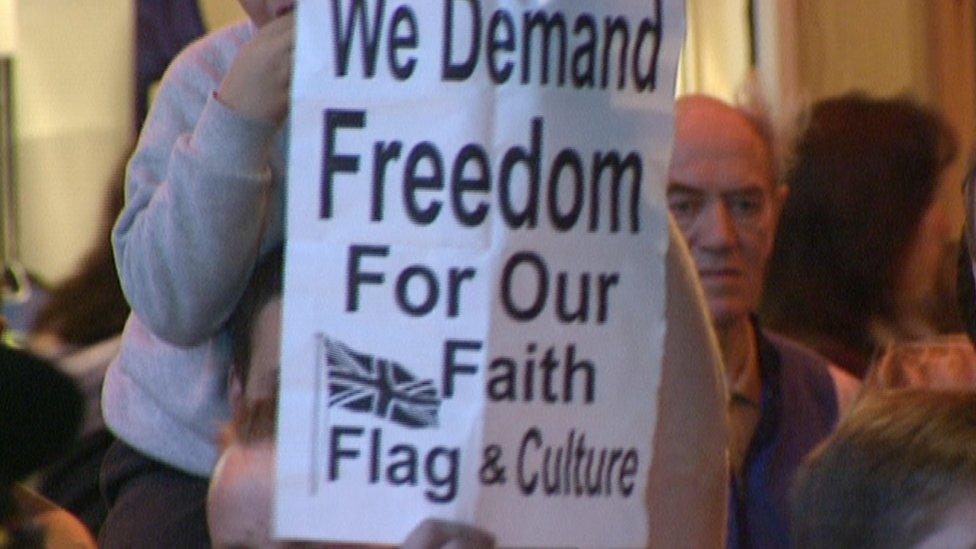 Protest at Tony Blair's visit to Connswater Shopping Centre in 1997