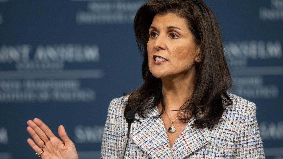 Nikki Haley delivers an economic policy speech in New Hampshire on 22 September