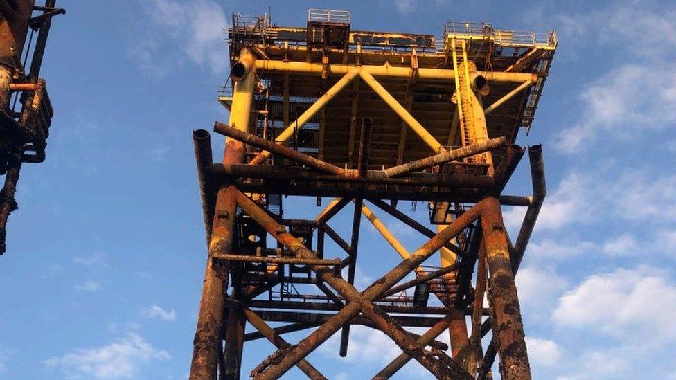 Decommissioned rigs at Great Yarmouth outer harbour