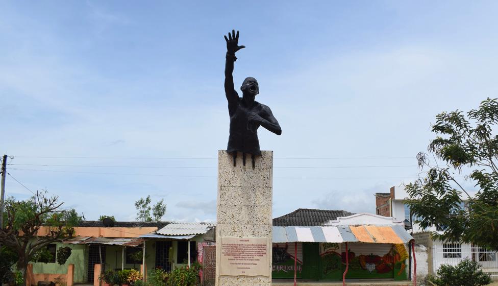 A photo of the statue of Benkos Biohó in San Basilio de Palenque