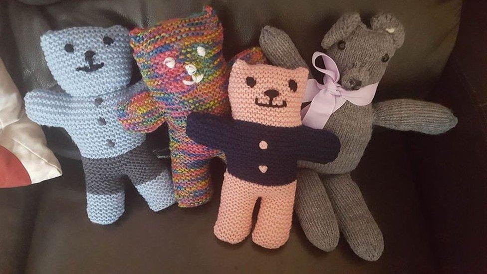 Homemade teddies donated to the Give a Child a Teddy Campaign