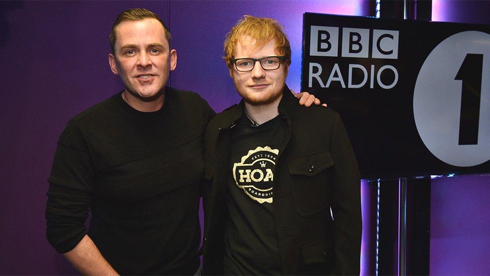 Scott Mills and Ed Sheeran