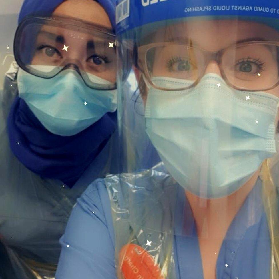 Jennie Marshall-Hamad with colleague in full PPE