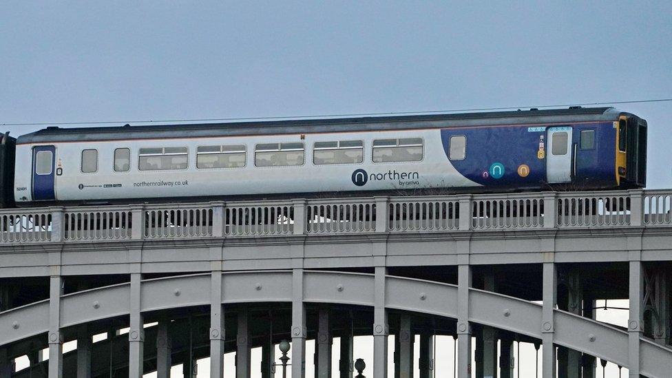 Northern train on bridge