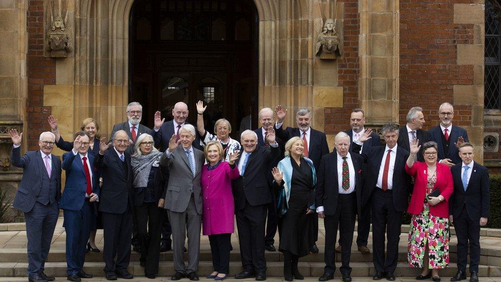 George Mitchell and other former politicians who were involved in the Good Friday Agreement negotiations