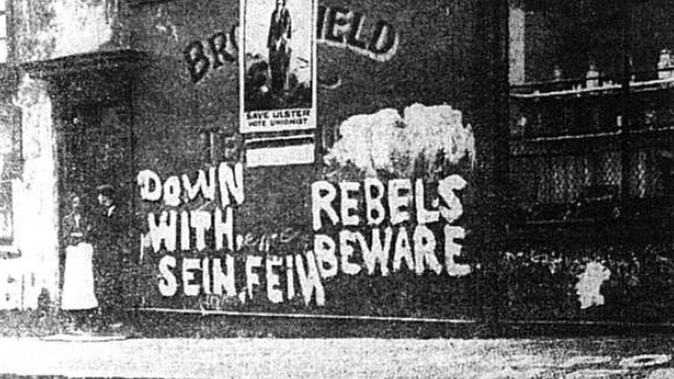 Graffiti urging unionists to vote against Sinn Féin