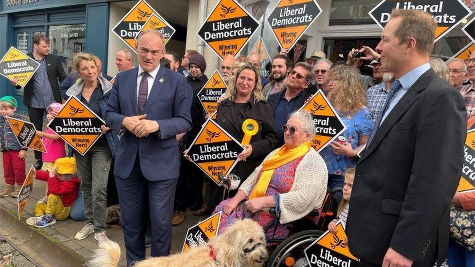 Lib Dem leader Ed Davey and party supporters