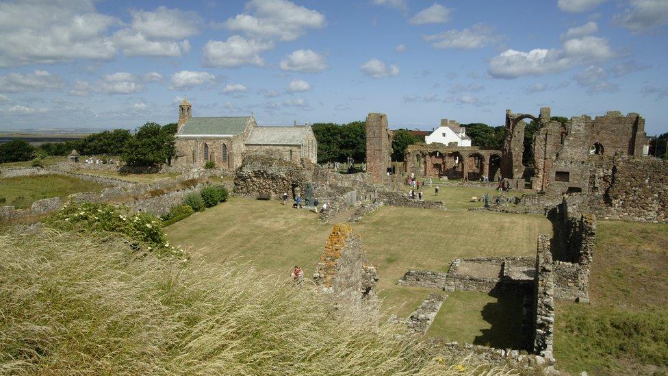 Priory remains on Holy Island