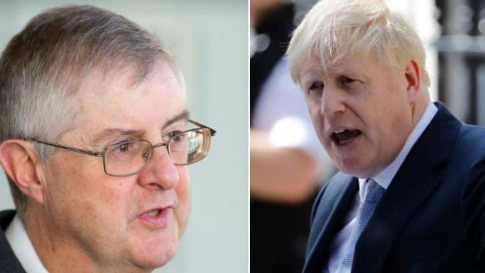 Mark Drakeford and Boris Johnson