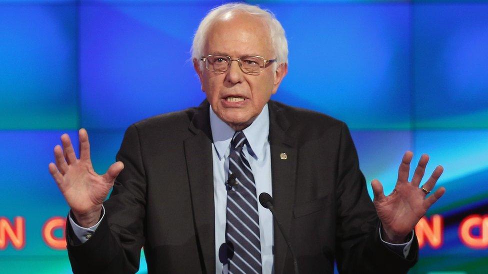 Democratic presidential candidate Sen. Bernie Sanders (I-VT) takes part in a presidential debate sponsored by CNN and Facebook at Wynn Las Vegas on October 13, 2015