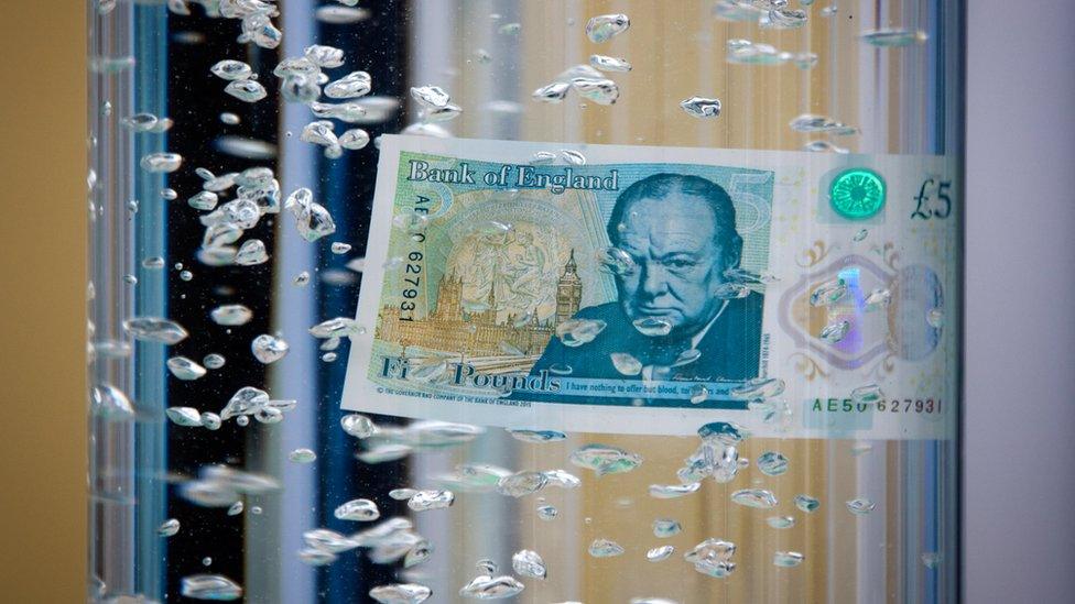 The new five pound note under water