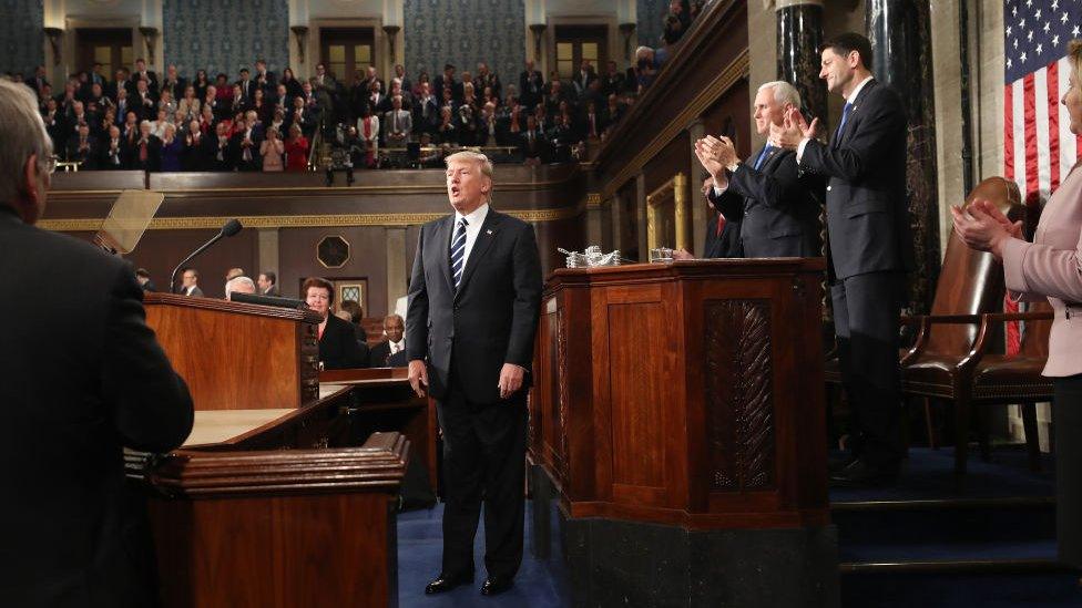 Mr Trump speaks to Congress