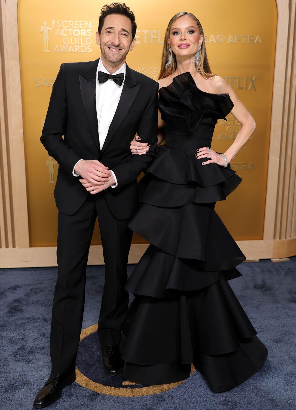 Adrien Brody and Georgina Chapman attend the 31st Annual Screen Actors Guild Awards at Shrine Auditorium and Expo Hall on February 23, 2025 in Los Angeles, California