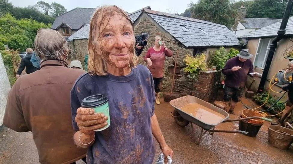 A lady whose home had been flooded