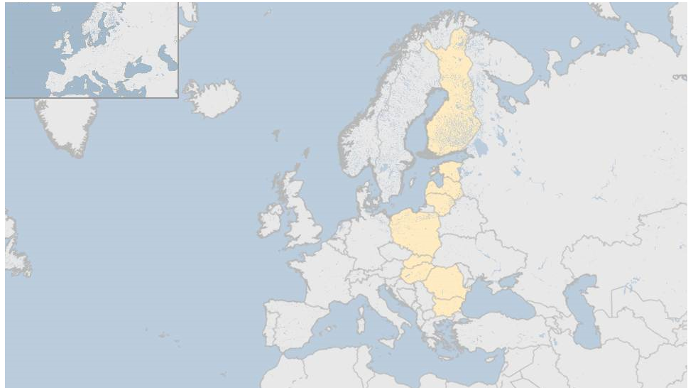 Map showing eastern border of the EU