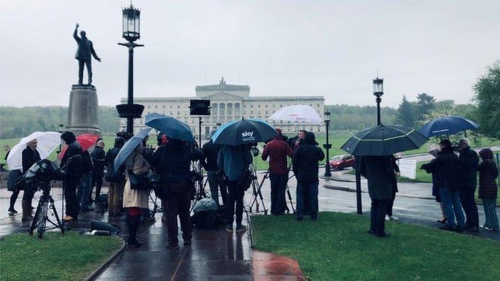 A gathering of the press at Stormont