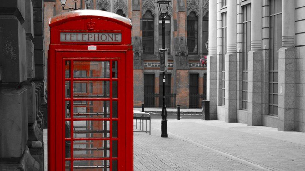 Red phone box in a Birmingham street