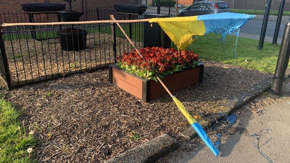 Two Ukraine flags burnt in act of vandalism