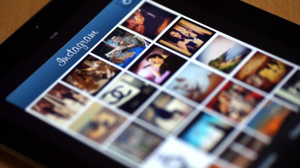 Pictures appear on the Instagram app