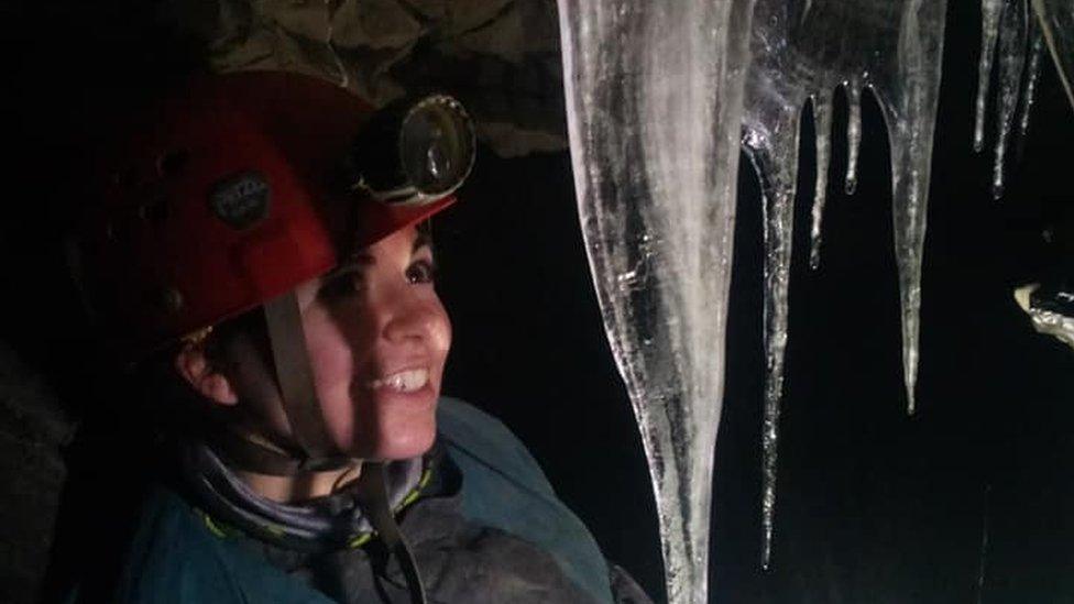 Gwenllian Tawy in a cave