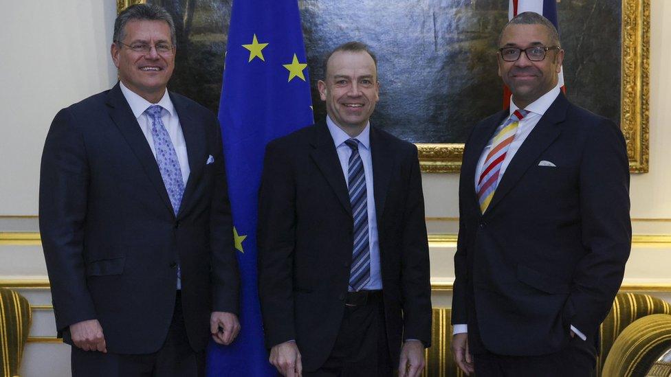 James Cleverly, Chris Heaton-Harris and Maros Šefčovič