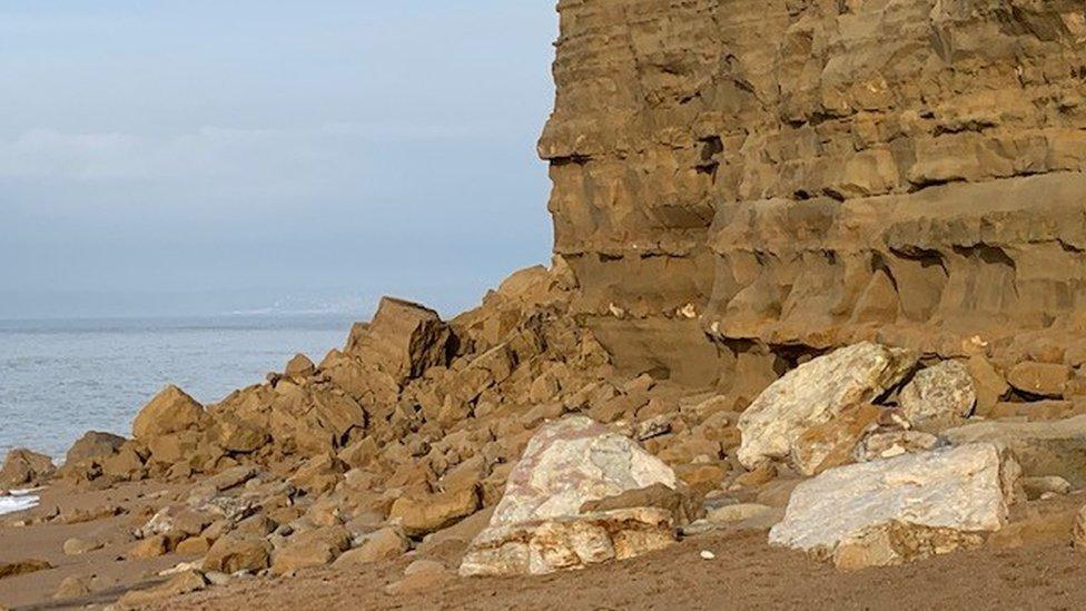 Cliff collapse at Hive Beach