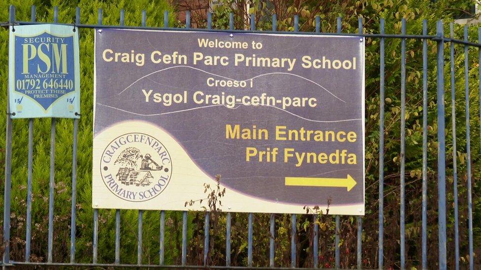 Arwydd hen Ysgol Craig-Cefn-Parc