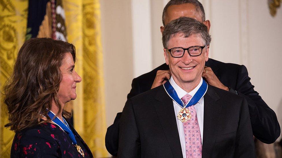 President Barack Obama awarded the Presidential Medal of Freedom to philanthropists Bill and Melinda Gates