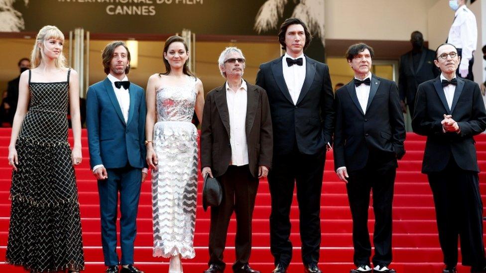 Angele, Simon Helberg, Marion Cotillard, Leos Carax, Adam Driver, Russell Mael and Ron Mael p