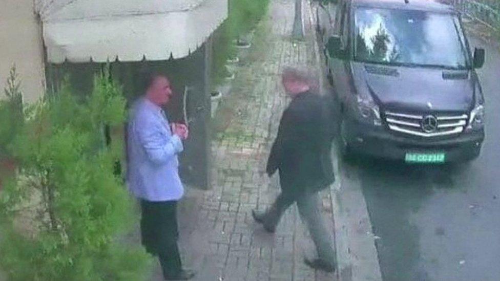 This image appears to show Jamal Khashoggi entering the consulate last week