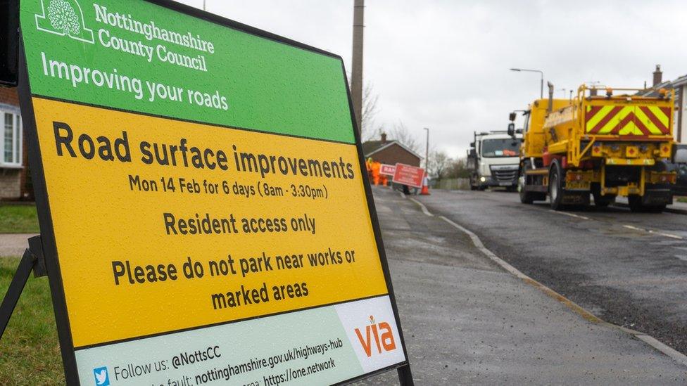 Council roadworks sign