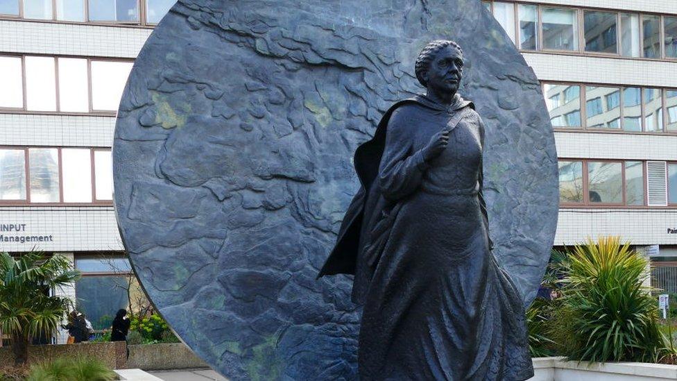 A statue of Mary Seacole stands outside St Thomas' Hospital, London