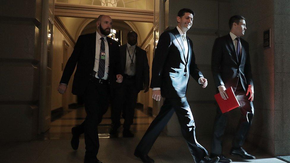 Speaker of the House Paul Ryan (R-WI) arrives for a House Republican conference meeting at the U.S. Capitol November 16, 2017 in Washington, DC.