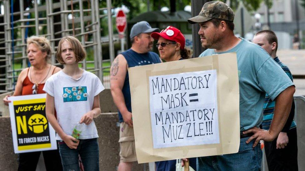 Mask protest