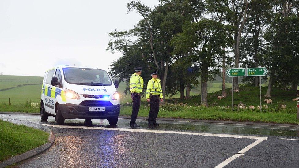 Police near scene of A85 crash