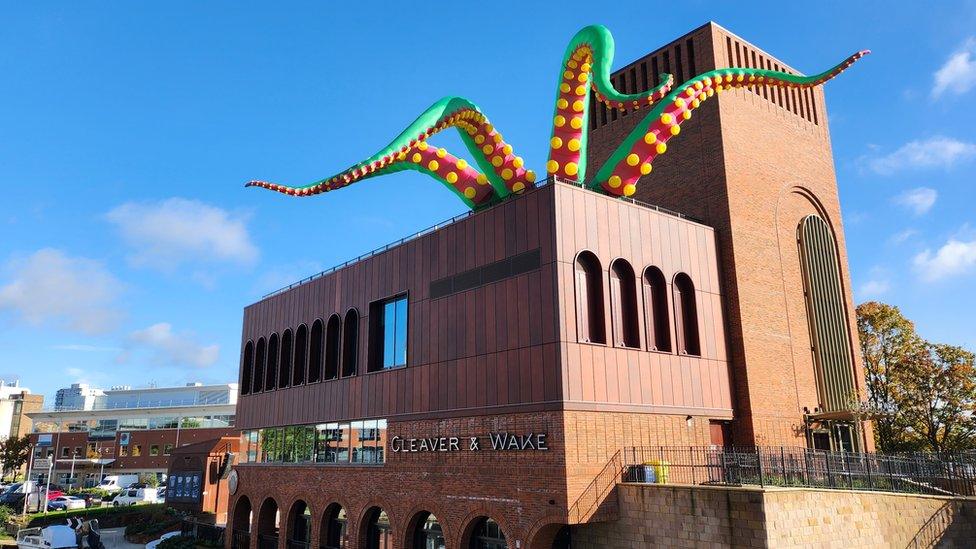 Inflatable monster at Binks Yard in Nottingham