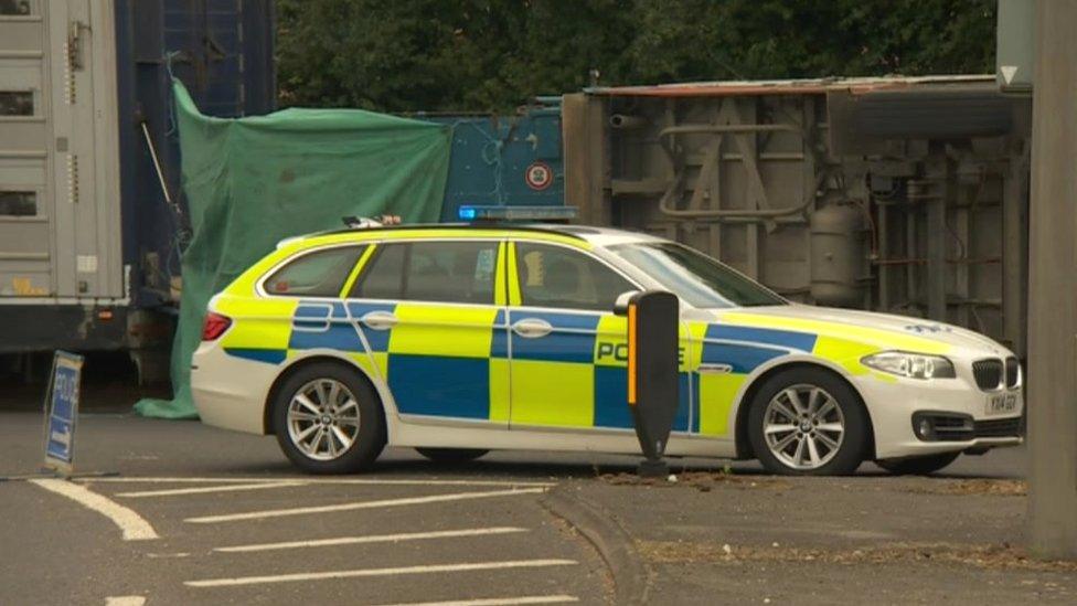 Lorry overturned