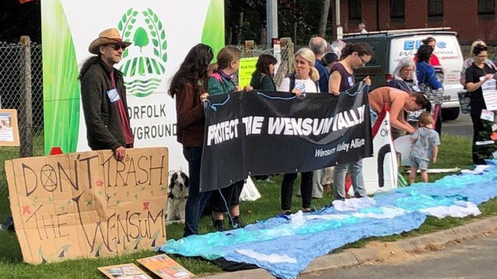 Protestors at Norfolk Showground