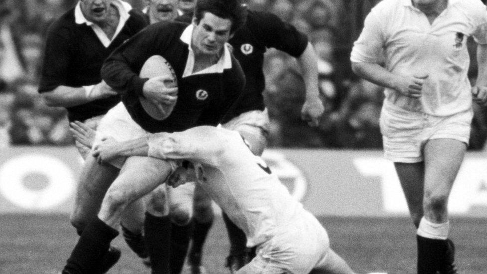 John Beattie representing Scotland at the Five Nations in 1980